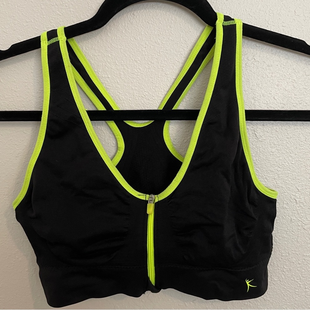 Black and Neon Green Sports Bra